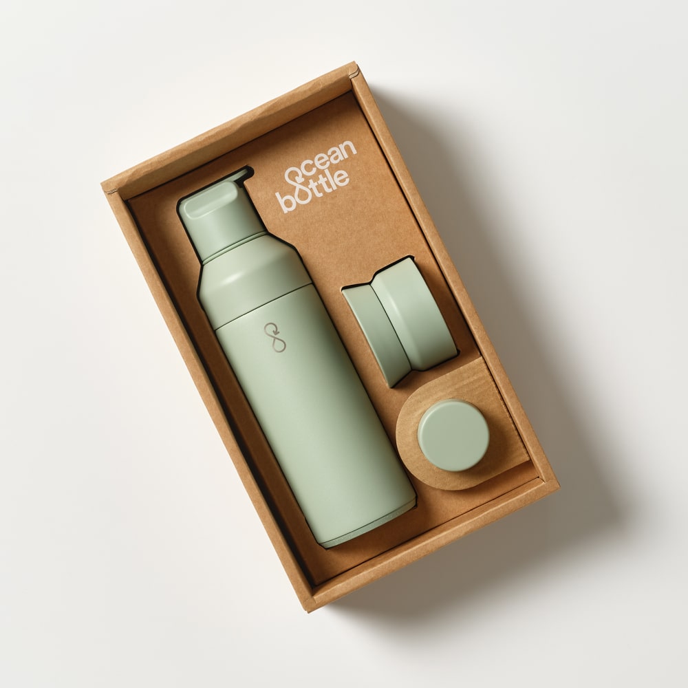 The 3 in 1 Ocean Bottle Gift Set - Shale Green (500ml)