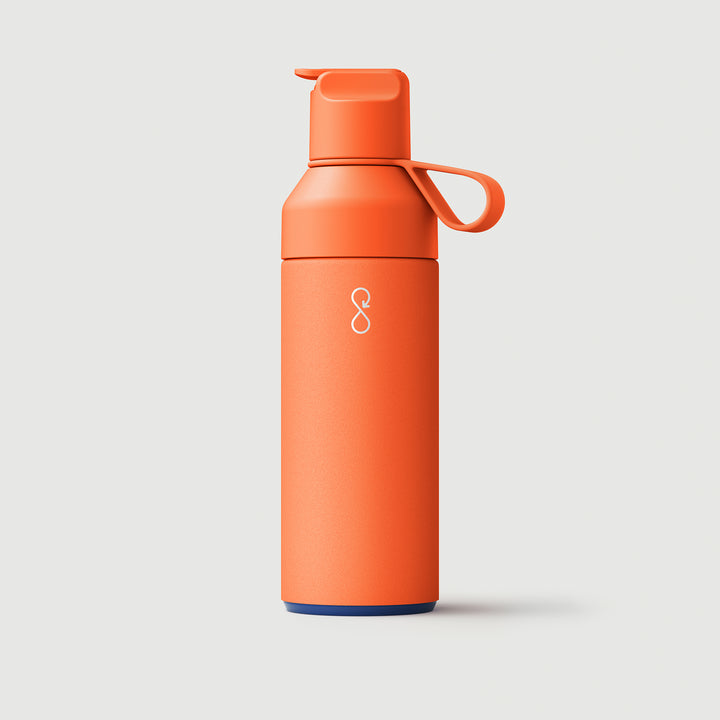 Orange Water Bottle with Straw