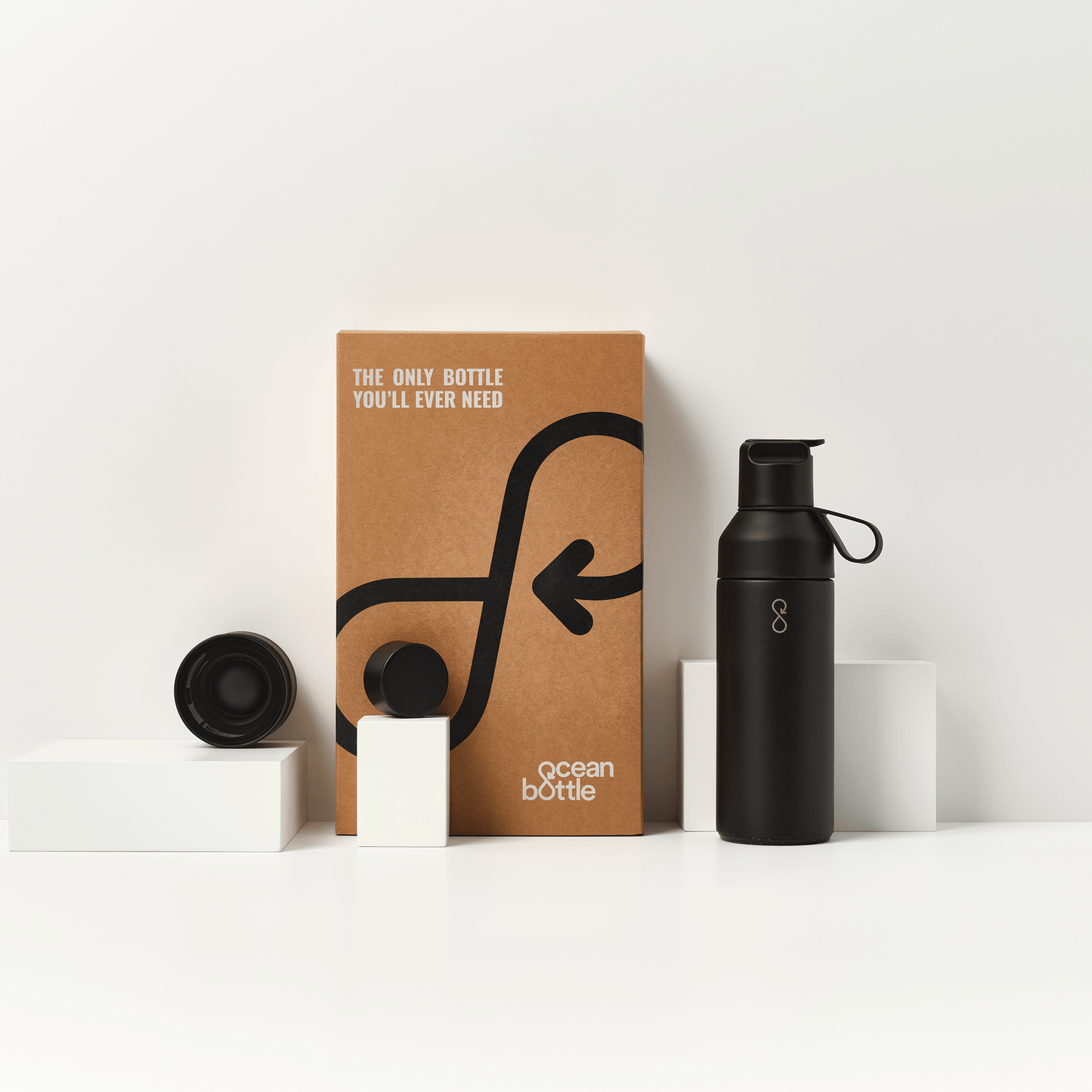 The 3 in 1 Ocean Bottle Gift Set - Obsidian Black (500ml)