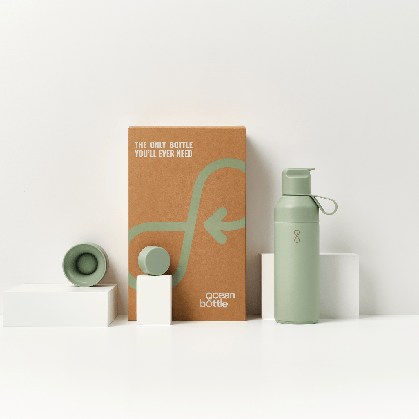 The 3 in 1 Ocean Bottle Gift Set - Shale Green (500ml)